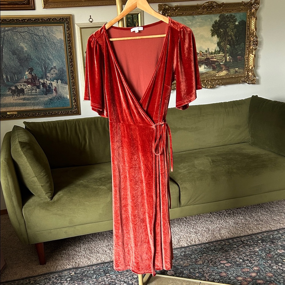 Baltic Born Deep Orange Velvet Dress